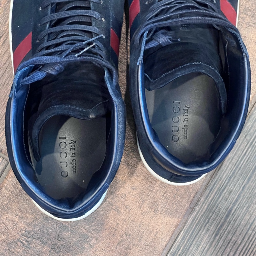 Gucci Sylvie Web accent suede sneakers w/ extra laces & Gucci dust bags - Picture 4 of 7